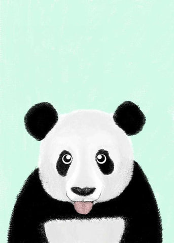 Cute Panda White Modern Wood Framed Art Print with Double Matting by Barruf