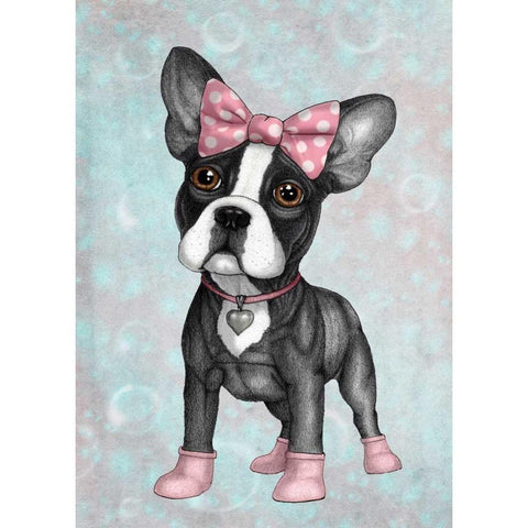 Sweet Frenchie White Modern Wood Framed Art Print by Barruf