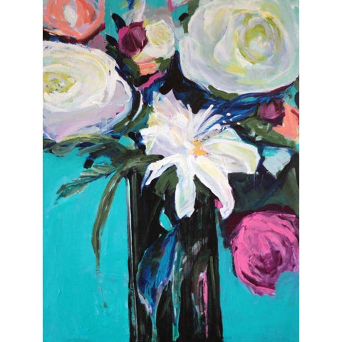 White Lily Black Modern Wood Framed Art Print with Double Matting by Brewer, Jacqueline