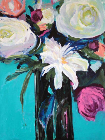 White Lily Black Ornate Wood Framed Art Print with Double Matting by Brewer, Jacqueline