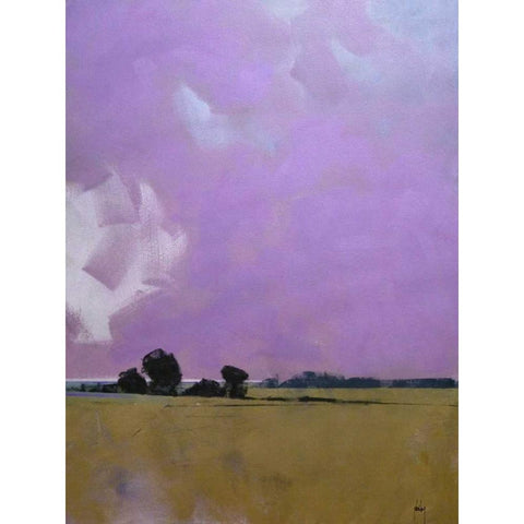 Over the Fields to the Distant Sea White Modern Wood Framed Art Print by Bailey, Paul
