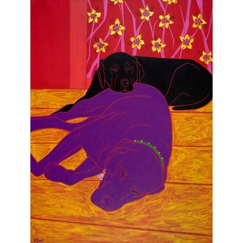 Let Sleeping Dogs Lie Gold Ornate Wood Framed Art Print with Double Matting by Bond, Angela