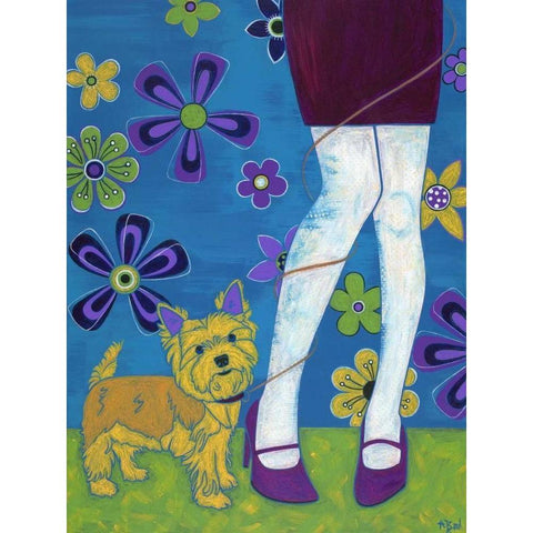 The Yorkie Fandango Gold Ornate Wood Framed Art Print with Double Matting by Bond, Angela