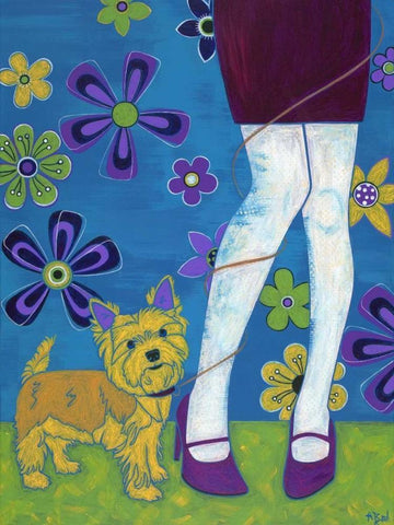 The Yorkie Fandango Black Ornate Wood Framed Art Print with Double Matting by Bond, Angela