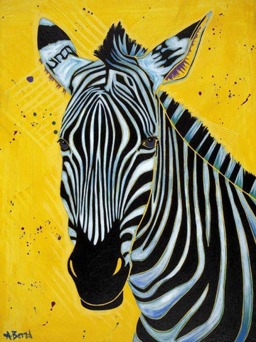 Zebra Black Ornate Wood Framed Art Print with Double Matting by Bond, Angela