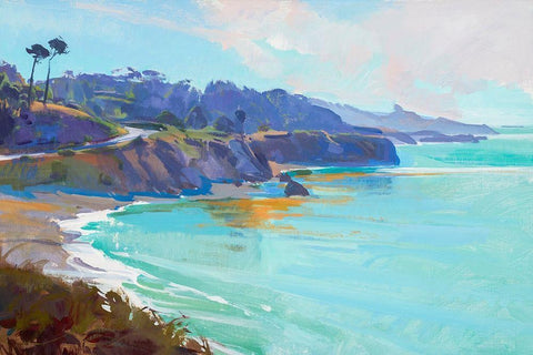 Mendocino Overlook White Modern Wood Framed Art Print with Double Matting by Burtt, Marcia