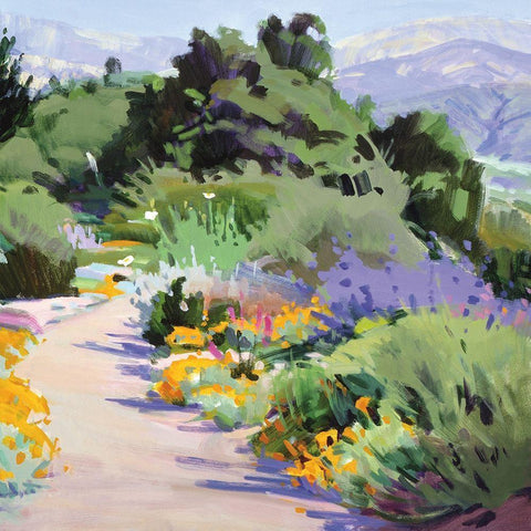 Path through the Poppies White Modern Wood Framed Art Print by Burtt, Marcia