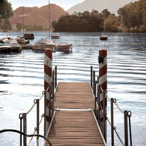 Island Harbor Pier Black Ornate Wood Framed Art Print with Double Matting by Blaustein, Alan