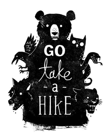 Go Take a Hike White Modern Wood Framed Art Print with Double Matting by Buxton, Michael