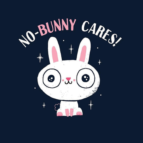 No Bunny Cares White Modern Wood Framed Art Print with Double Matting by Buxton, Michael