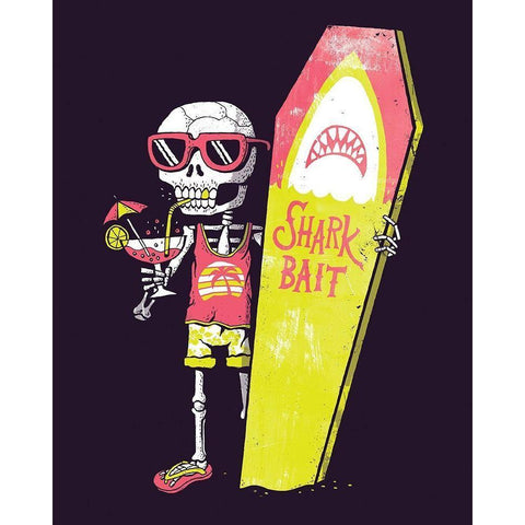 Shark Bait Black Modern Wood Framed Art Print by Buxton, Michael