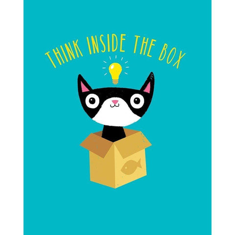 Think Outside The Box White Modern Wood Framed Art Print by Buxton, Michael