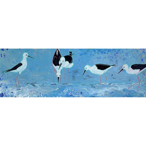 Long Legged Waders Black Modern Wood Framed Art Print with Double Matting by Bond, Angela