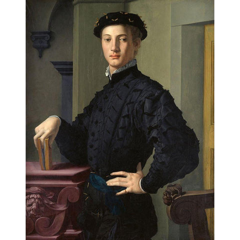 Portrait of a Young Man White Modern Wood Framed Art Print by Bronzino, Agnolo