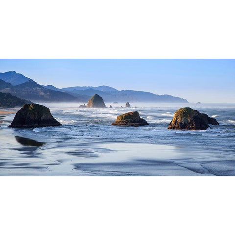Cannon Beach Gold Ornate Wood Framed Art Print with Double Matting by Broom, Michael