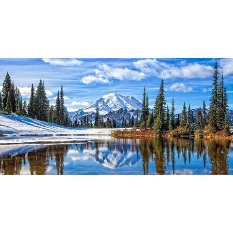 Mt. Rainier Vista Black Modern Wood Framed Art Print by Broom, Michael