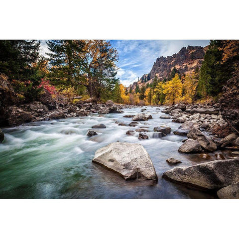 Teton River Rush White Modern Wood Framed Art Print by Broom, Michael