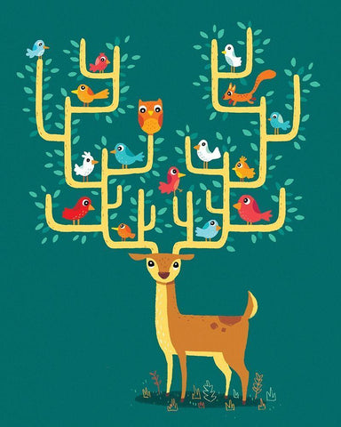 Antler City White Modern Wood Framed Art Print with Double Matting by Buxton, Michael