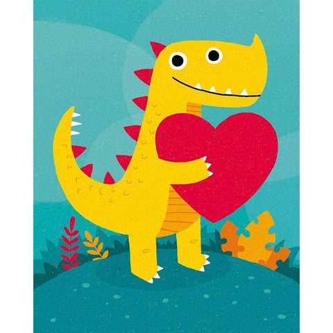 Dino Love Black Modern Wood Framed Art Print with Double Matting by Buxton, Michael