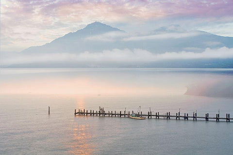 Harbor Sunrise #1 Black Ornate Wood Framed Art Print with Double Matting by Blaustein, Alan