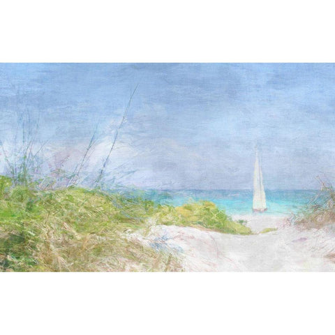 Solitary Yacht Black Modern Wood Framed Art Print with Double Matting by Bay, Noah