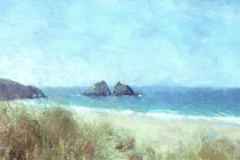 Cornish View White Modern Wood Framed Art Print with Double Matting by Bay, Noah