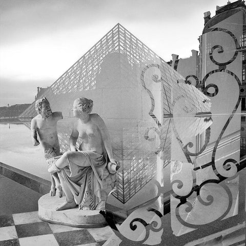 Louvre Chateau 1 Black Modern Wood Framed Art Print with Double Matting by Blaustein, Alan