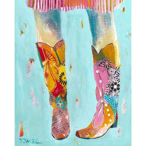 Cowgirl Boots Black Modern Wood Framed Art Print by Beer, Pamela K.