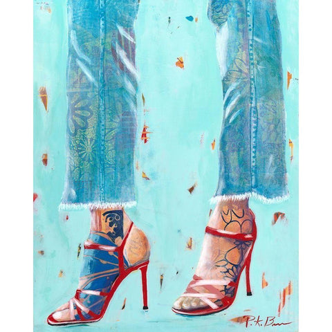 Red Heels Black Modern Wood Framed Art Print with Double Matting by Beer, Pamela K.