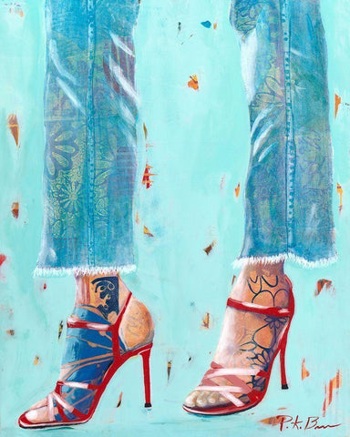 Red Heels White Modern Wood Framed Art Print with Double Matting by Beer, Pamela K.