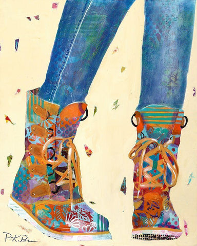 Hiking Boots White Modern Wood Framed Art Print with Double Matting by Beer, Pamela K.