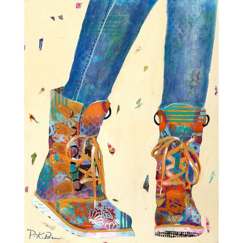 Hiking Boots Black Modern Wood Framed Art Print with Double Matting by Beer, Pamela K.