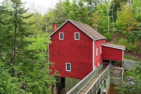 The Old Gristmill White Modern Wood Framed Art Print with Double Matting by Burdick, Chuck
