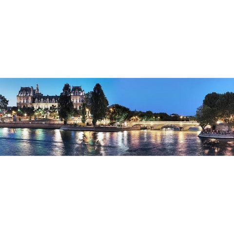 Nuit dÃƒÂ­ ete sur la Seine No. 1 White Modern Wood Framed Art Print by Blaustein, Alan