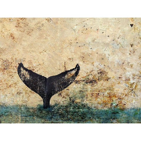 Hawaiian Whale Fluke 1.0 Black Modern Wood Framed Art Print with Double Matting by Baran, John
