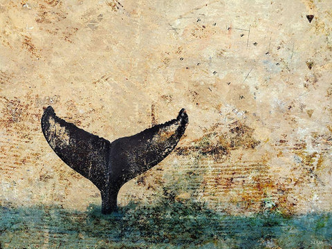 Hawaiian Whale Fluke 1.0 White Modern Wood Framed Art Print with Double Matting by Baran, John