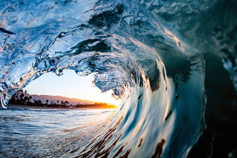 Wave 11 Black Ornate Wood Framed Art Print with Double Matting by Baran, John