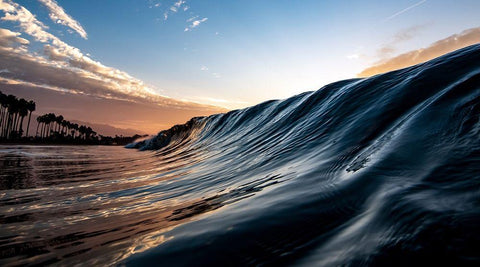 Wave 23 Black Ornate Wood Framed Art Print with Double Matting by Baran, John