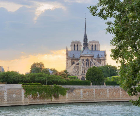 Notre Dame - View from the Seine White Modern Wood Framed Art Print with Double Matting by Blaustein, Alan