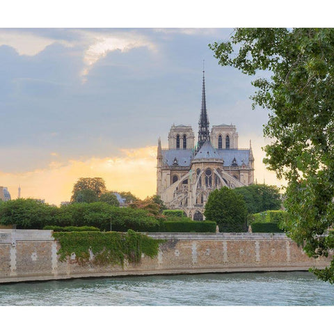 Notre Dame - View from the Seine Black Modern Wood Framed Art Print by Blaustein, Alan