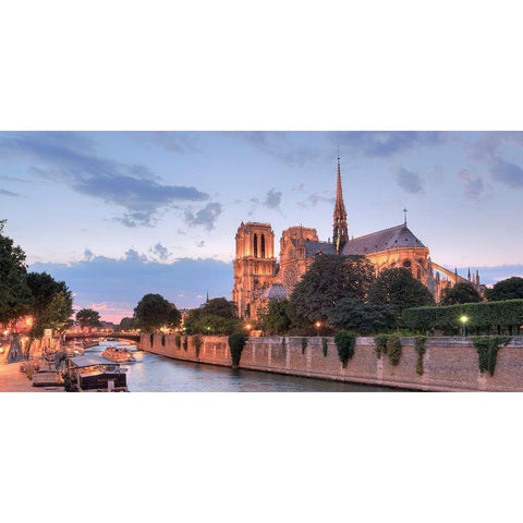 River View - Notre Dame Black Modern Wood Framed Art Print by Blaustein, Alan