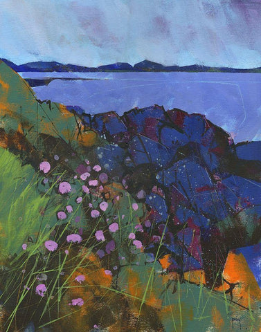 Llyn Rocks White Modern Wood Framed Art Print with Double Matting by Bailey, Paul