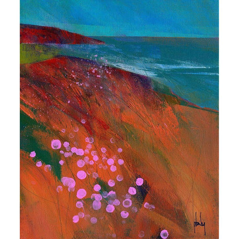 Sea Pinks White Modern Wood Framed Art Print by Bailey, Paul