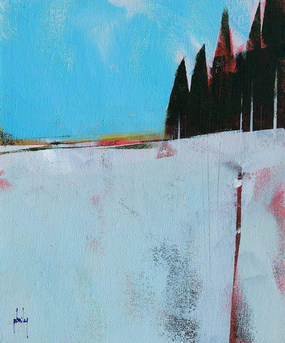 Snow Field White Modern Wood Framed Art Print with Double Matting by Bailey, Paul