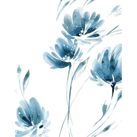 Blue Move 2 Black Modern Wood Framed Art Print by Binkin, Lesia