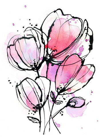 Pink Mod 1 White Modern Wood Framed Art Print with Double Matting by Binkin, Lesia