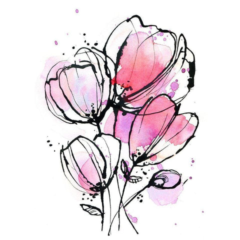 Pink Mod 1 Black Modern Wood Framed Art Print by Binkin, Lesia