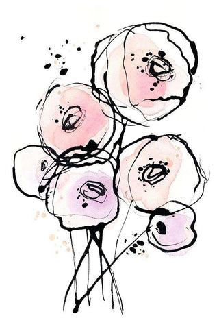 Pink Mod 2 Black Ornate Wood Framed Art Print with Double Matting by Binkin, Lesia