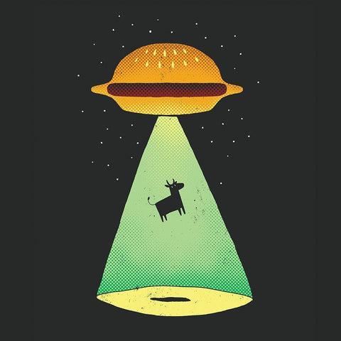 Burger Abduction Black Ornate Wood Framed Art Print with Double Matting by Buxton, Michael