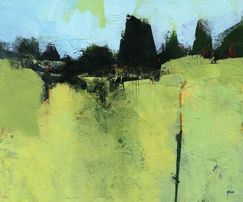 Green Fold White Modern Wood Framed Art Print with Double Matting by Bailey, Paul